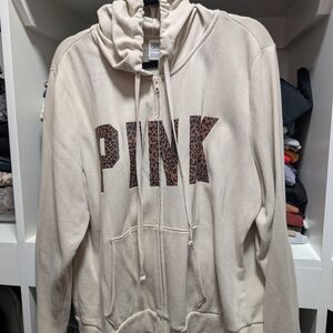 PINK Victoria's Secret Cream Zip-Up Hoodie